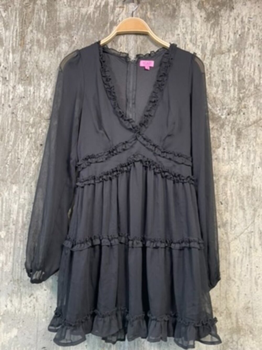 MI AMI FOR FRANCESCA'S Women's Ruffle Trim Mini Dress Size S in Black